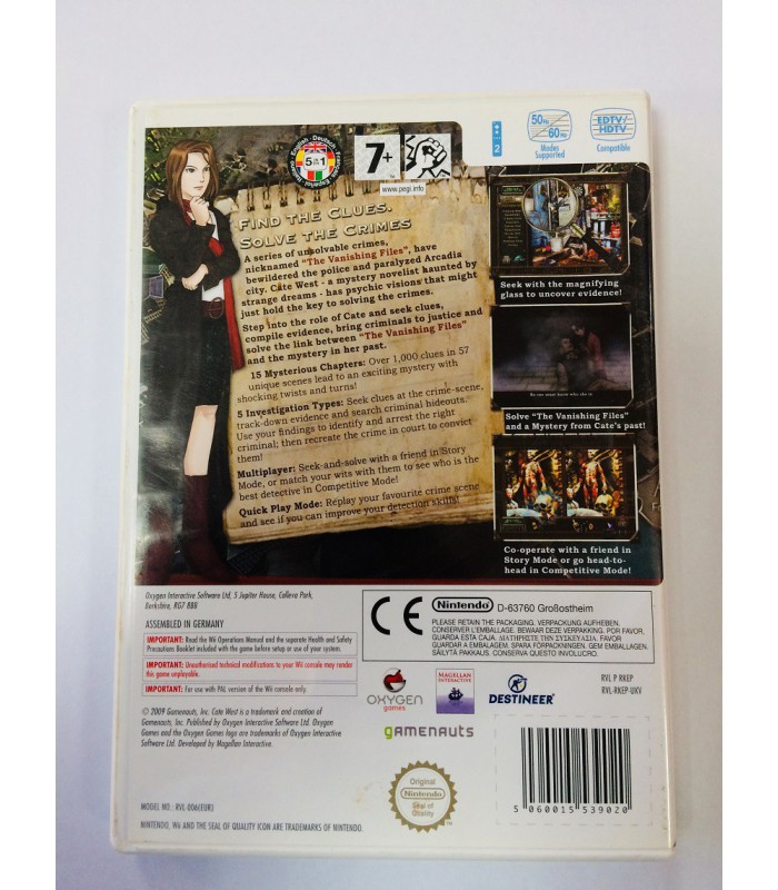 Cate West The Vanishing Files Nintendo Wii