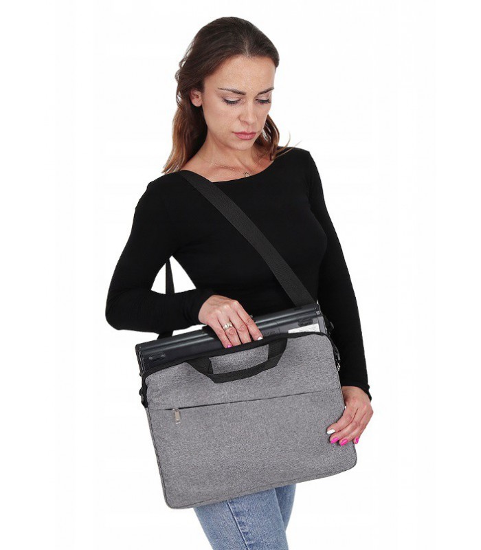 Torba na Laptop 14 na ramię Pokrowiec Teczka szara