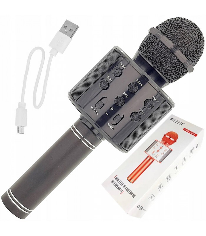 Mikrofon karaoke z głośnikiem Bluetooth 4.0 czarny