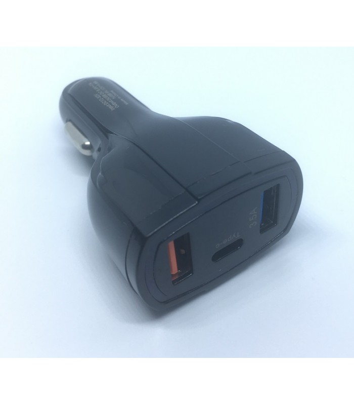 Solidna ładowarka samochodowa 2xUSB QC 3.0 TYP-C