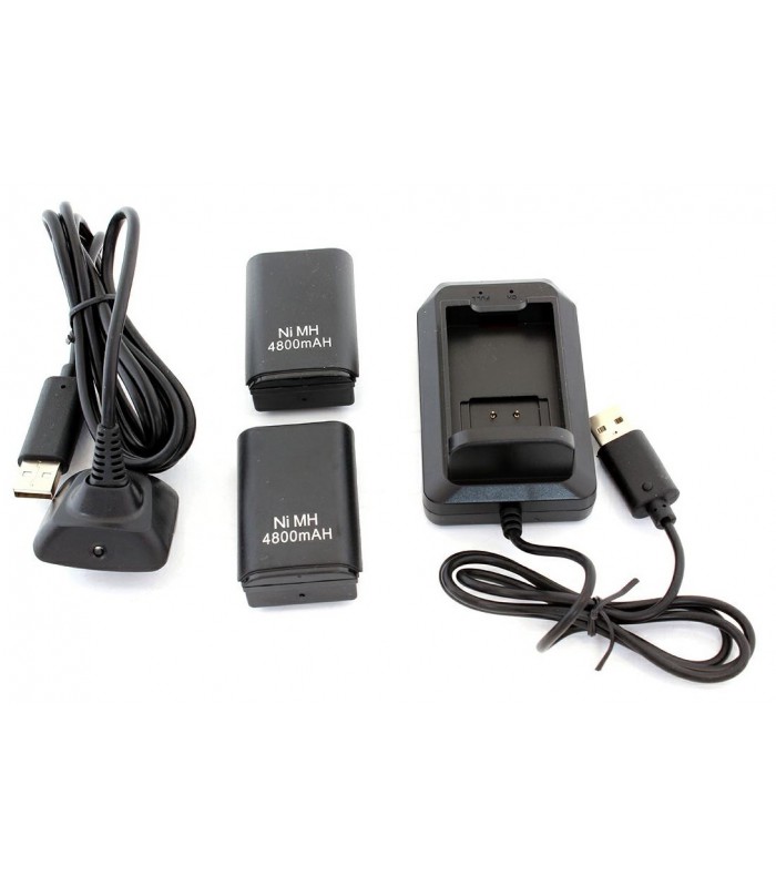Ładowarka + 2x Bateria Aku + Kabel Xbox 360 czarny