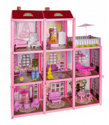 Duży domek dla Lalek willa dodatki mebelki lalka