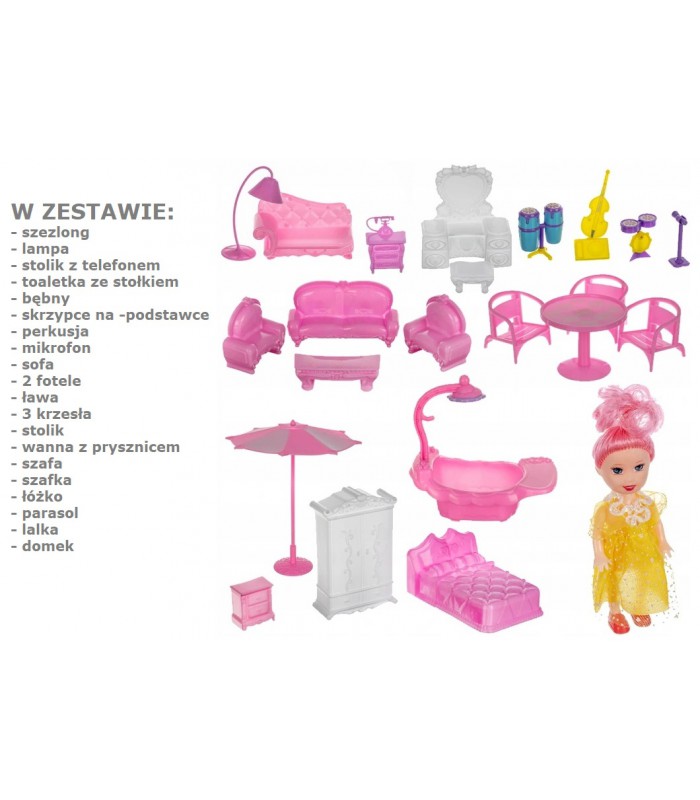 Duży domek dla Lalek willa dodatki mebelki lalka