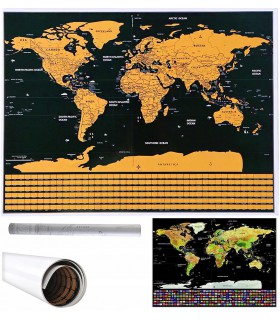 Mapa świata flagi zdrapka podróżnik geografia