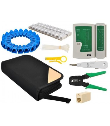 Zestaw sieciowy 8w1 tester zaciskarka wtyki RJ45 