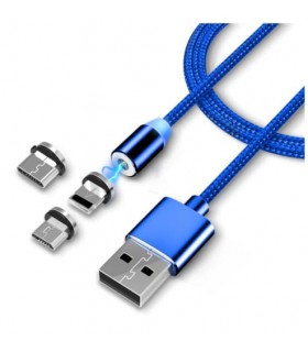 Kabel magnetyczny 3in1 iPhone micro Typ C 1m Blue