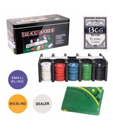 Zestaw Poker Texas Karty Mata Żetony 200szt