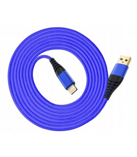 Kabel Lightning iPhone wzmacniany 3 m Blue