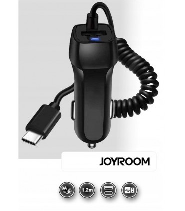 Szybka Ładowarka samochodowa 3A USB + kabel Typ C