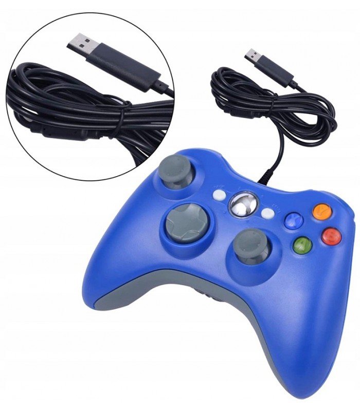 Pad PC XBOX 360 przewodowy kontroler USB Blue