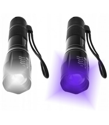 Latarka 2w1 Taktyczna CREE Led Zoom UV