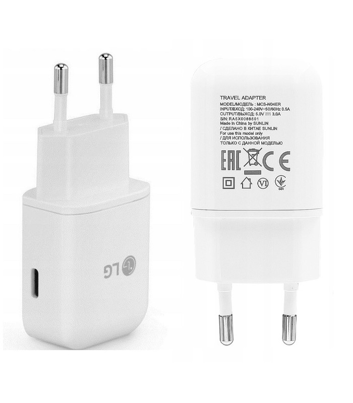 Oryginalna Ładowarka sieciowa LG 3A Typ C biała