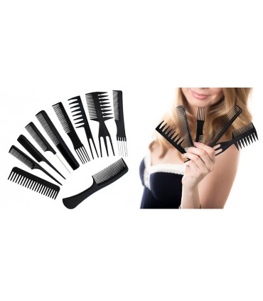 Grzebienie fryzjerskie Profesjonalny Zestaw 10szt