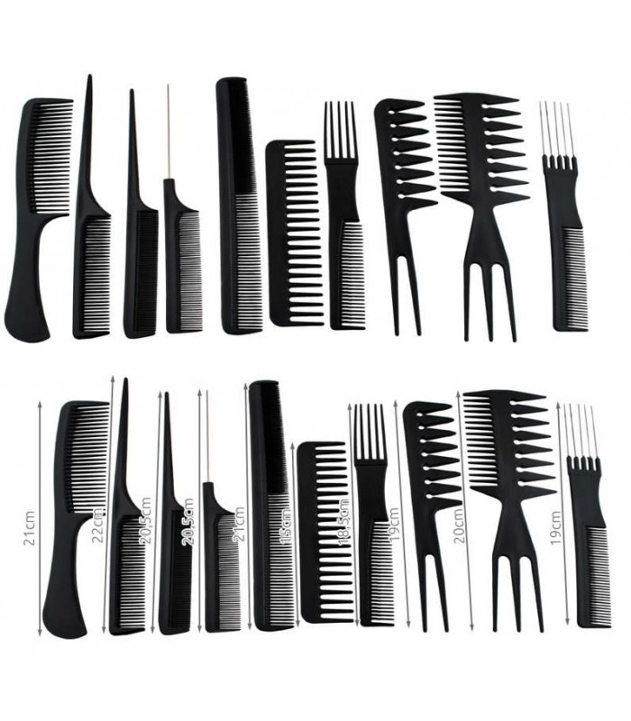 Grzebienie fryzjerskie Profesjonalny Zestaw 10szt