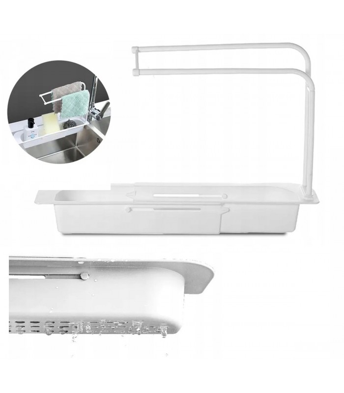 Organizer na zlew pojemnik koszyk ociekacz biały