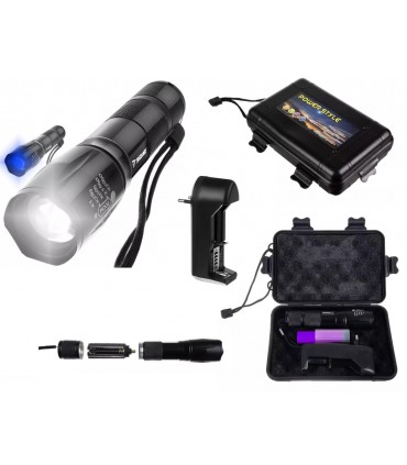 Latarka 2w1 Taktyczna CREE Led Zoom UV