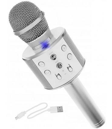 Mikrofon karaoke z głośnikiem Bluetooth 4.0 silver