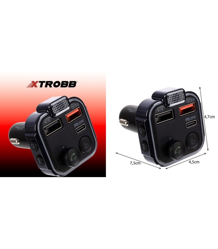 Transmiter Bluetooth FM Ładowarka 2x USB + Typ-C