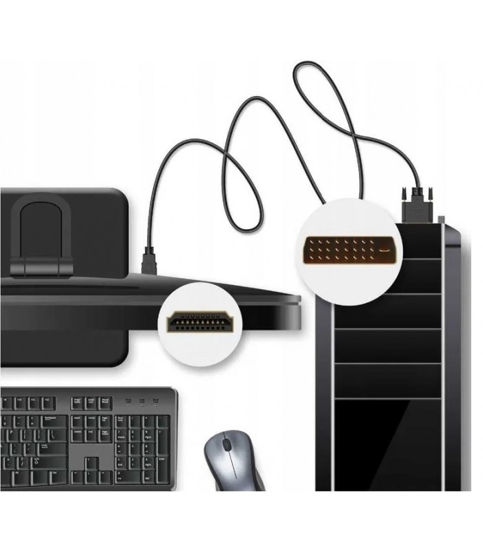 Kabel HDMI DVI Full HD Gold DVI-HDMI 2m