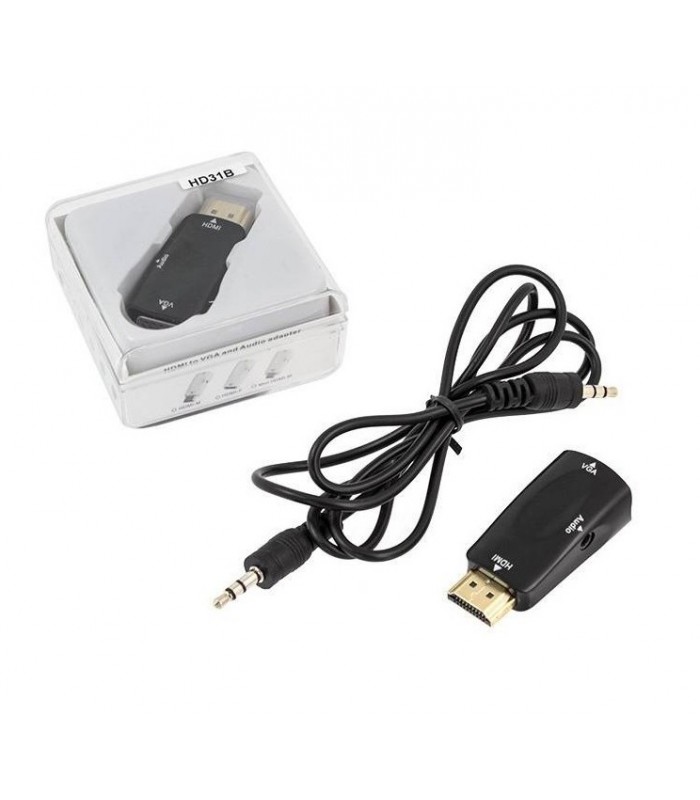 Adapter HDMI na VGA + AUDIO Konwerter sygnału HDMI do VGA