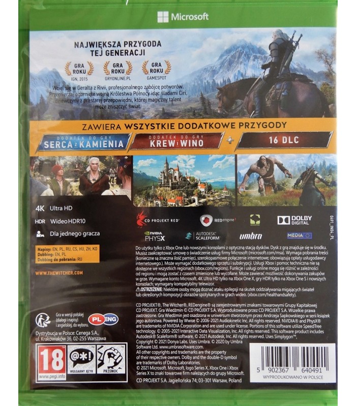 Wiedźmin 3 Dziki Gon GOTY Xbox One S X PL gra Nowa