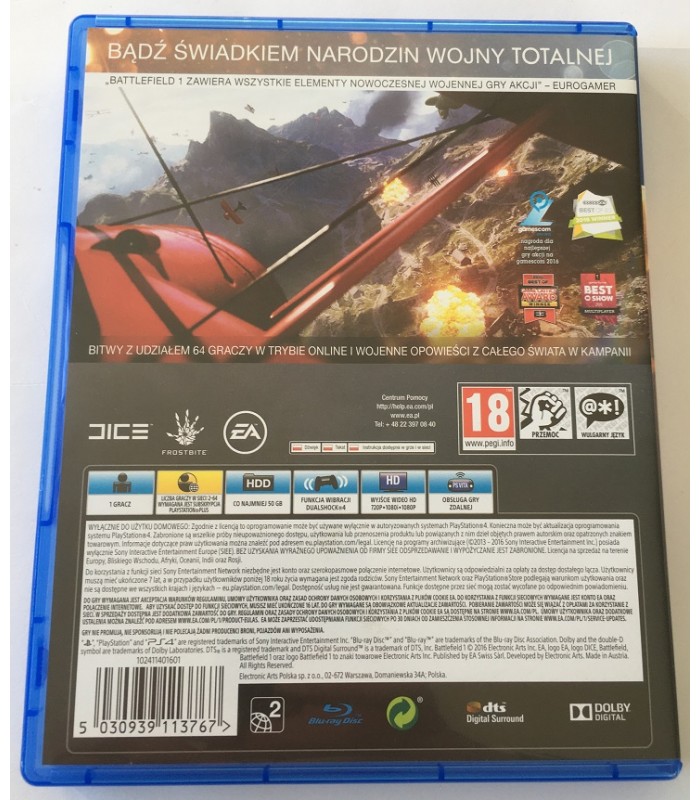 Battlefield 1 PS4 dubbing PL