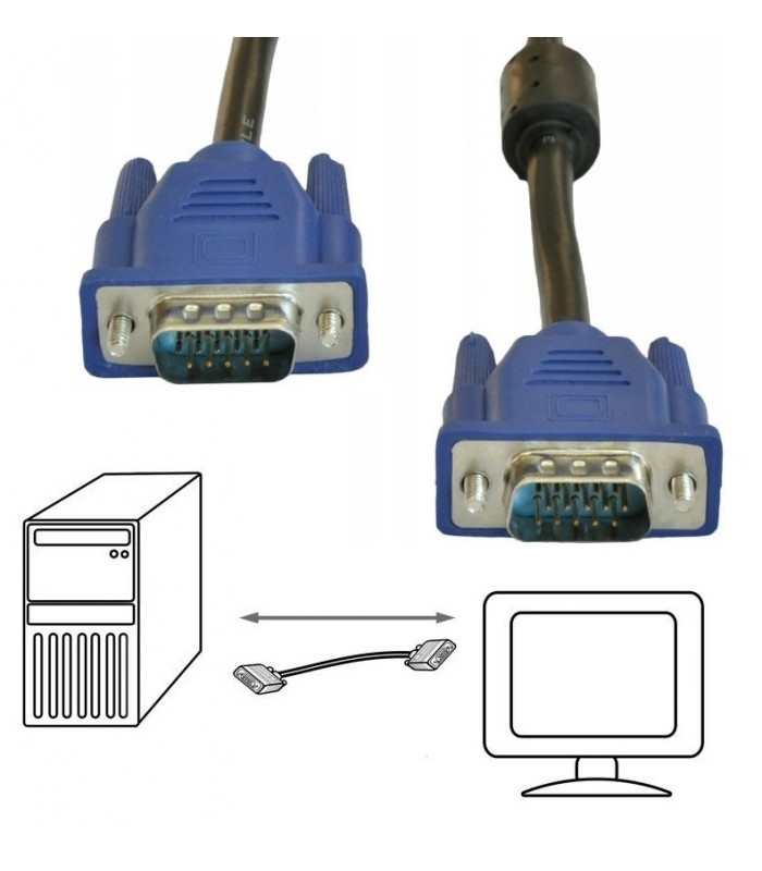 Kabel VGA 5M Monitor PC D-SUB Full HD VGA SVGA 5m