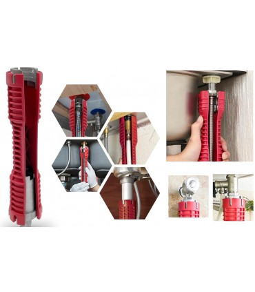 Klucz 2w1 do montażu kranu zlewów poziomnica * Nasadowy do instalacji