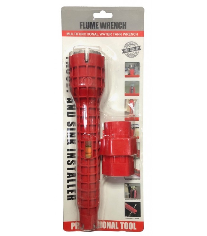 Klucz 2w1 do montażu kranu zlewów poziomnica