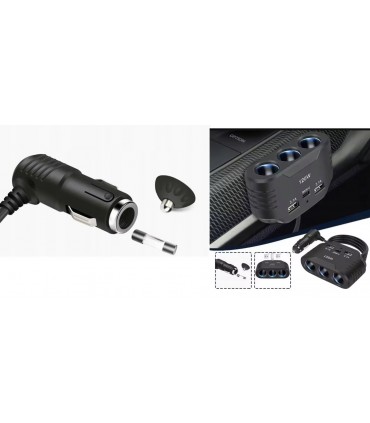 Ładowarka 120W USB-C Rozdzielacz 3x zapalniczki 12V 24V QC USB