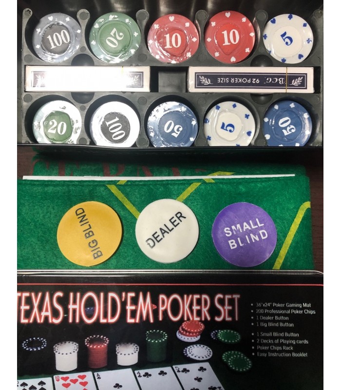 Zestaw Poker Texas Karty Mata Żetony 200szt