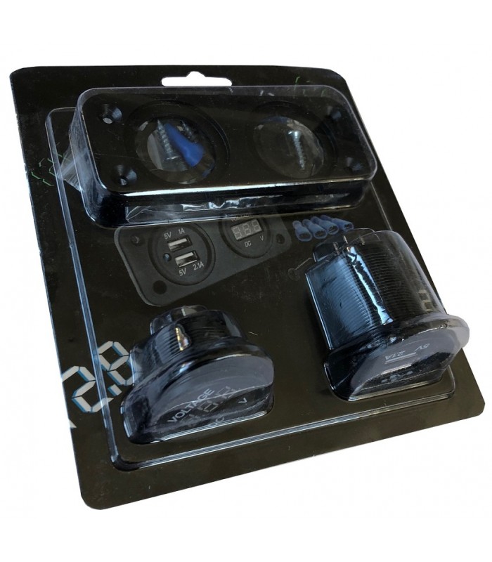Panel 2w1 Ładowarka 12V 2x USB 5V Woltomierz