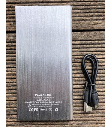PowerBank 20000mAh 2xUSB przenośna bateria Slim