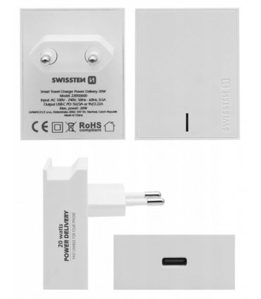 Szybka Ładowarka Sieciowa SWISSTEN USB-C PD 20W