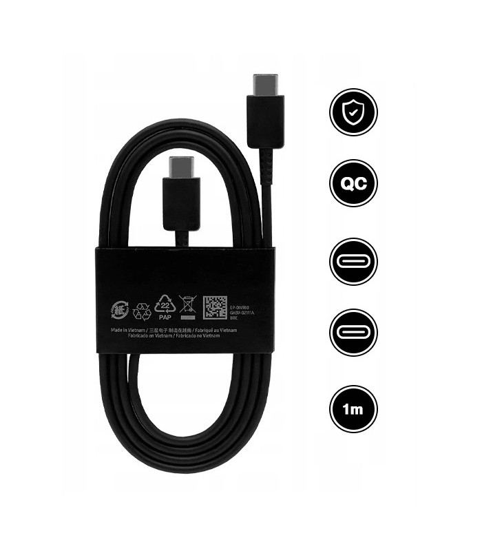 Oryg. Kabel Samsung 2x USB-C 3A 25W 45W 1m Czarny