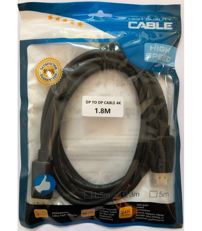 Kabel DisplayPort na DisplayPort 1,8m DP-DP Przewód 4K 1,8M