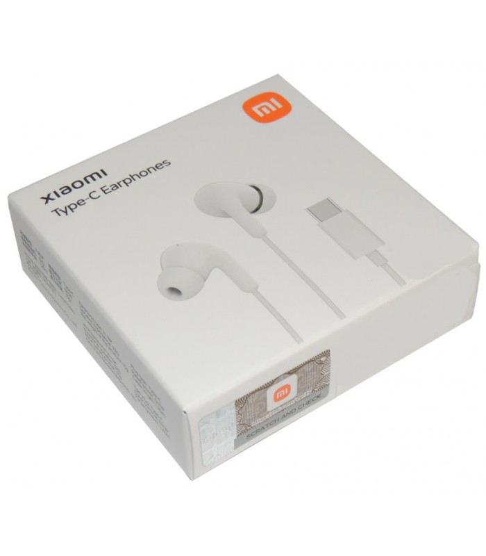 Białe Oryginalne Xiaomi Słuchawki przewodowe USB-C douszne mikrofon