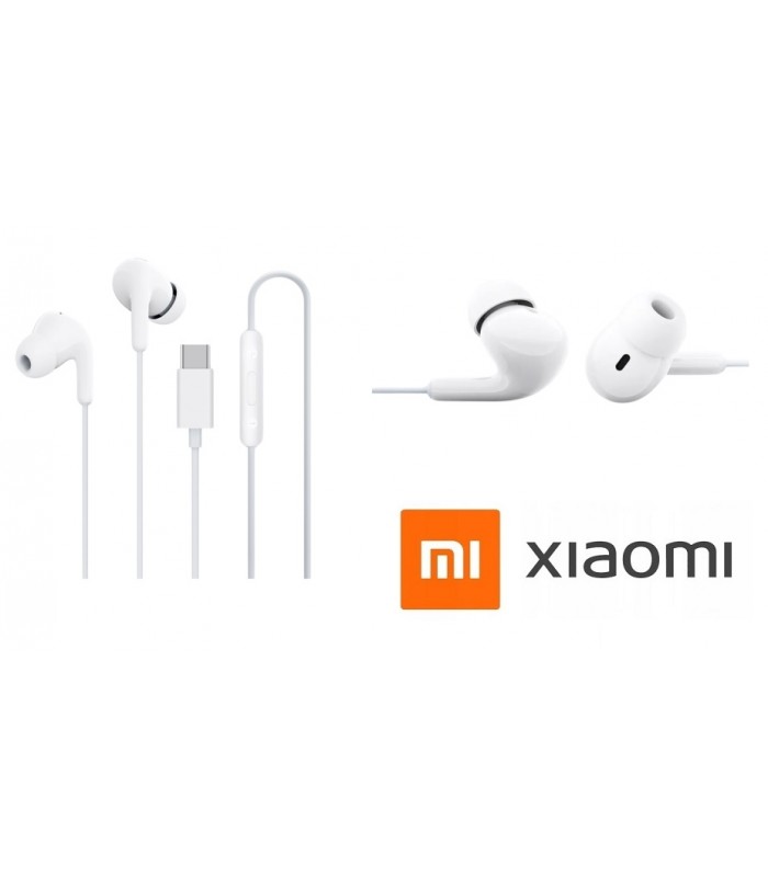 Białe Oryginalne Xiaomi Słuchawki przewodowe USB-C douszne mikrofon
