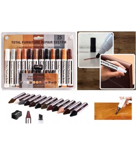 Duży Zestaw do naprawy Rys Mebli Paneli Markery Woski
