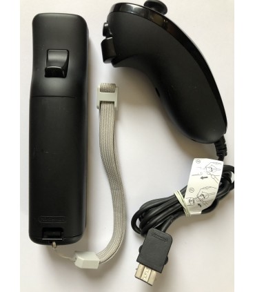 Oryginał Nintendo Kontroler Wii Remote + Nunchuk czarny